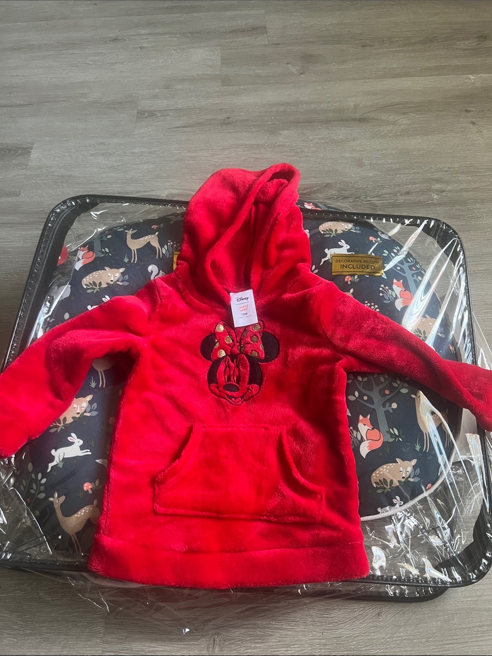 Disney Red Minnie Mouse Plush Hooded Sweatshirt for Kids
